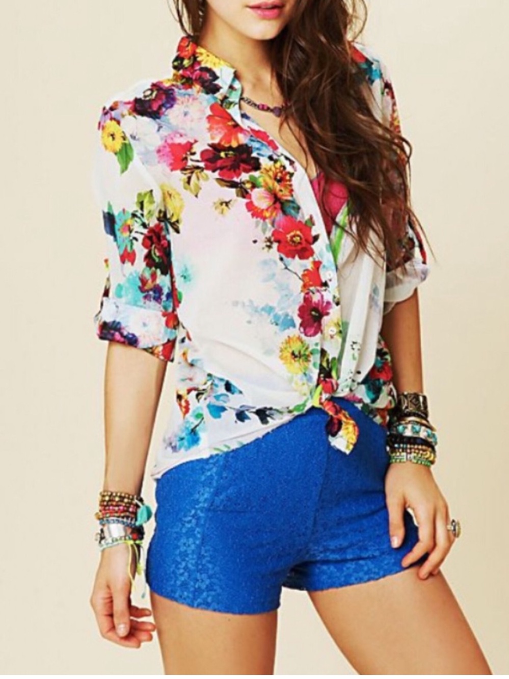 Johnny Was 3J Workshop Button Down Blouse Floral Medium